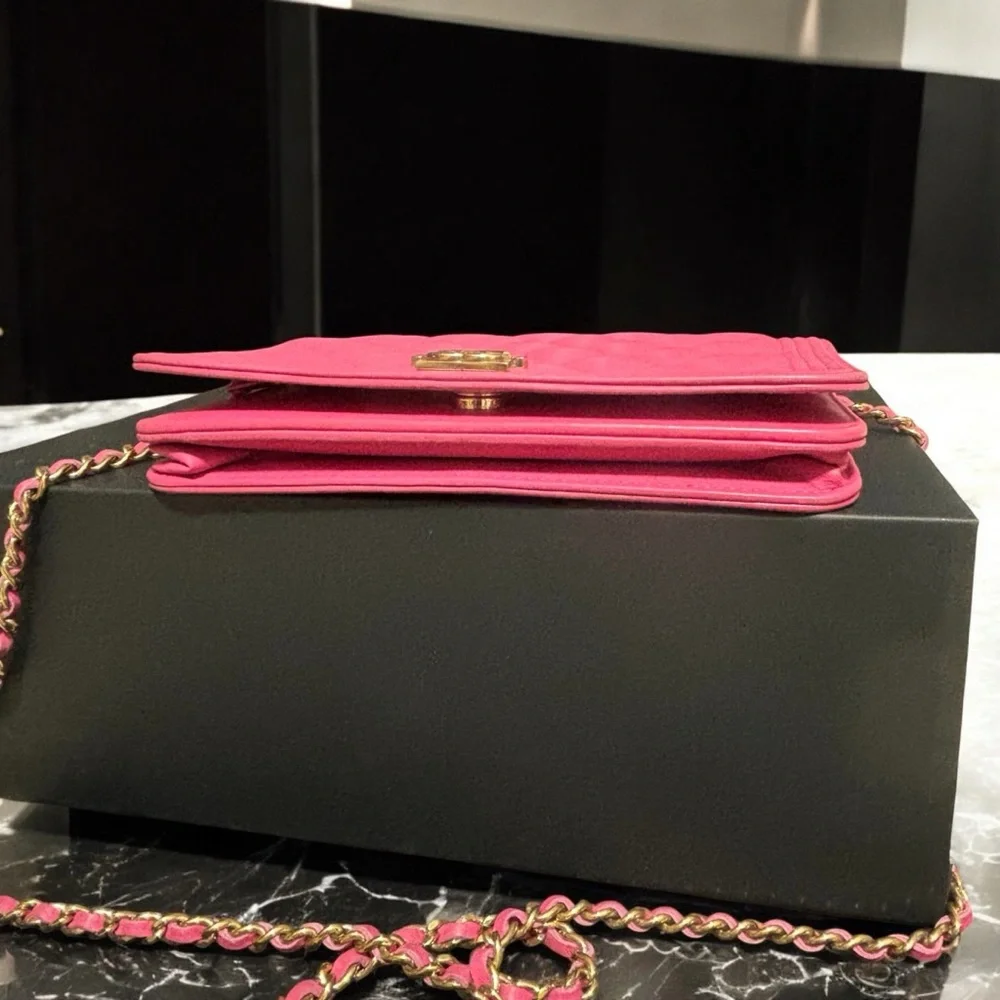 Pink CHANEL Boy Wallet On Chain (WOC)